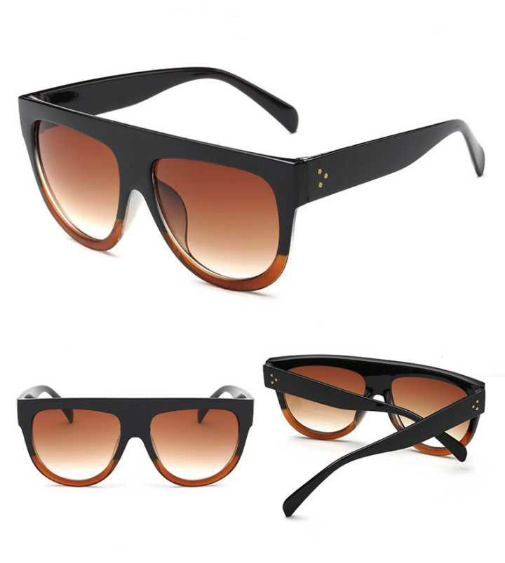 Oversized Black Leopard Womens Ladies Sunglasses Flat Top Shield Luxury Shadow - Zalixer