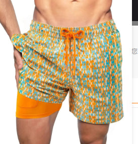 European And American Shorts Men's Beach Sports Pants Printed Double Shorts - Zalixer