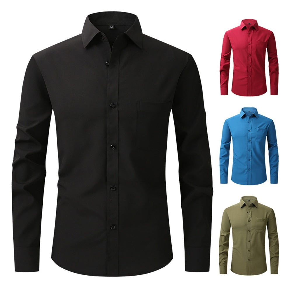 Commute Minimalist Business Professional Non-ironing Stretch Shirt Long Sleeve Men's High Sense