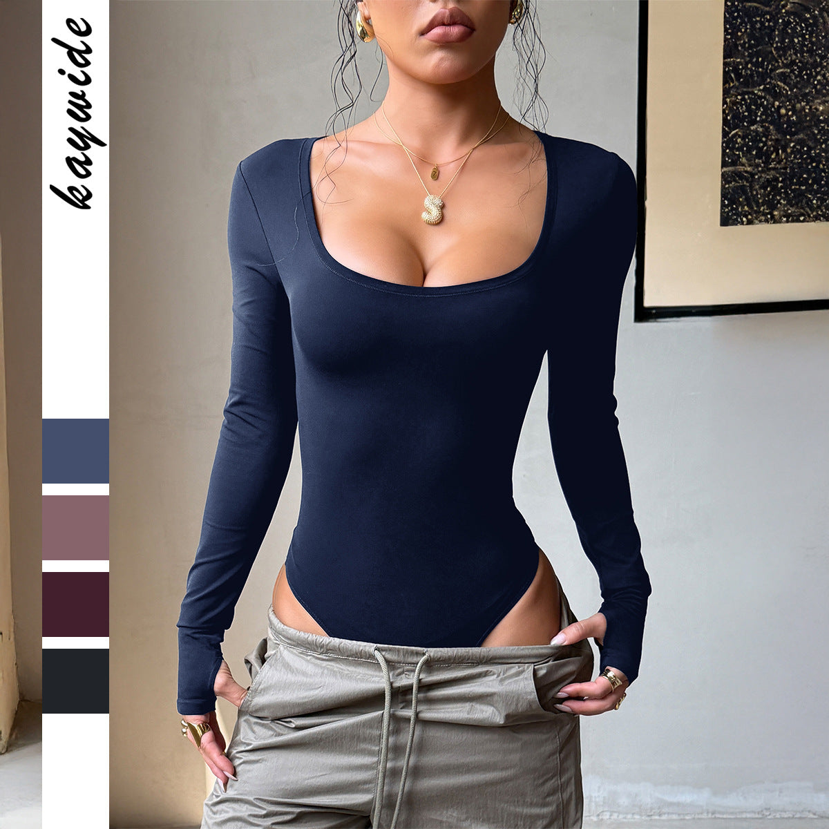 Womens Yoga Long-Sleeve Tight Bodysuit - Zalixer