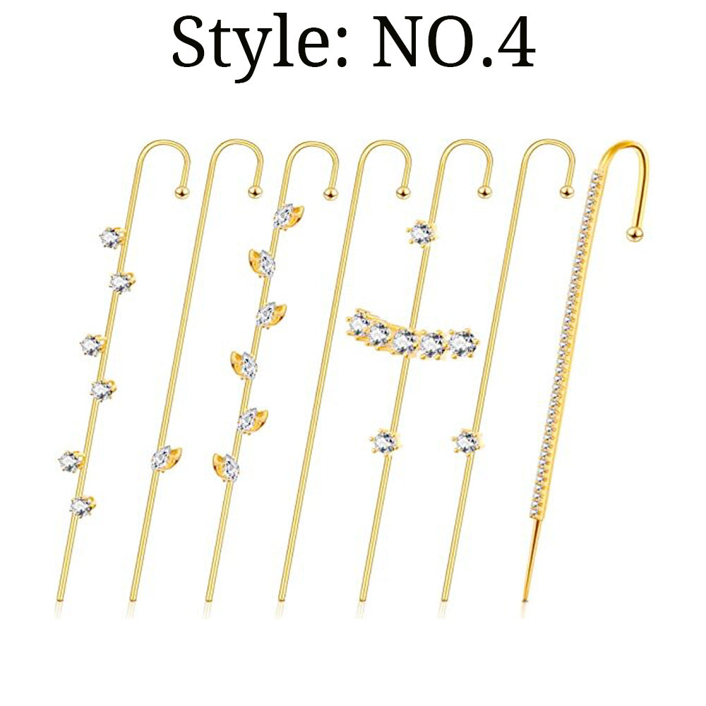 Zircon Earrings Slash Lightning Piercing Stud