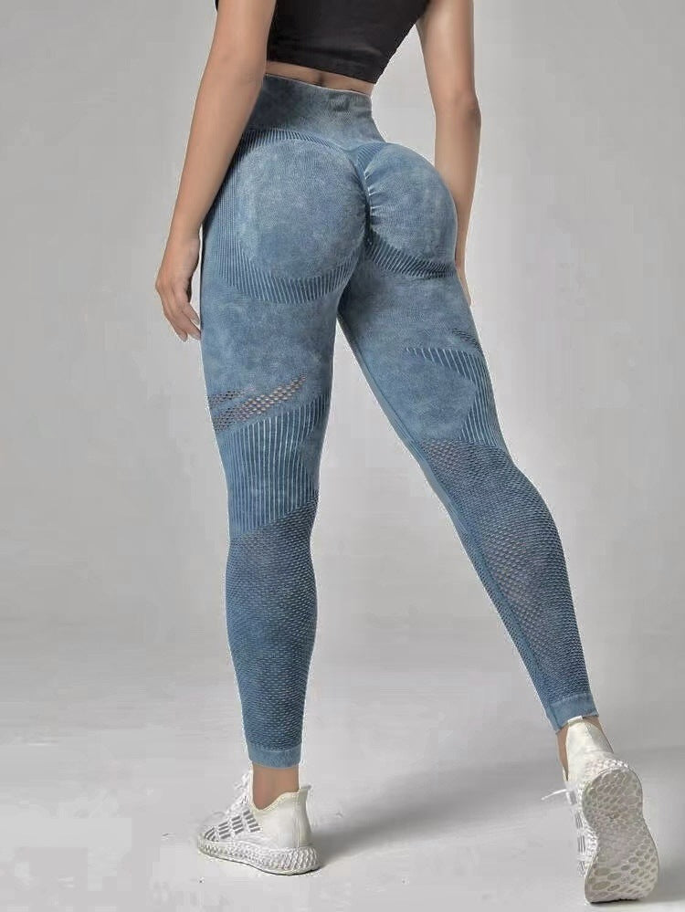 Hollow Design Seamless Leggings High Waist Hip Lifting Running Sports Fitness Yoga Pants Fashion Womens Clothing - Zalixer