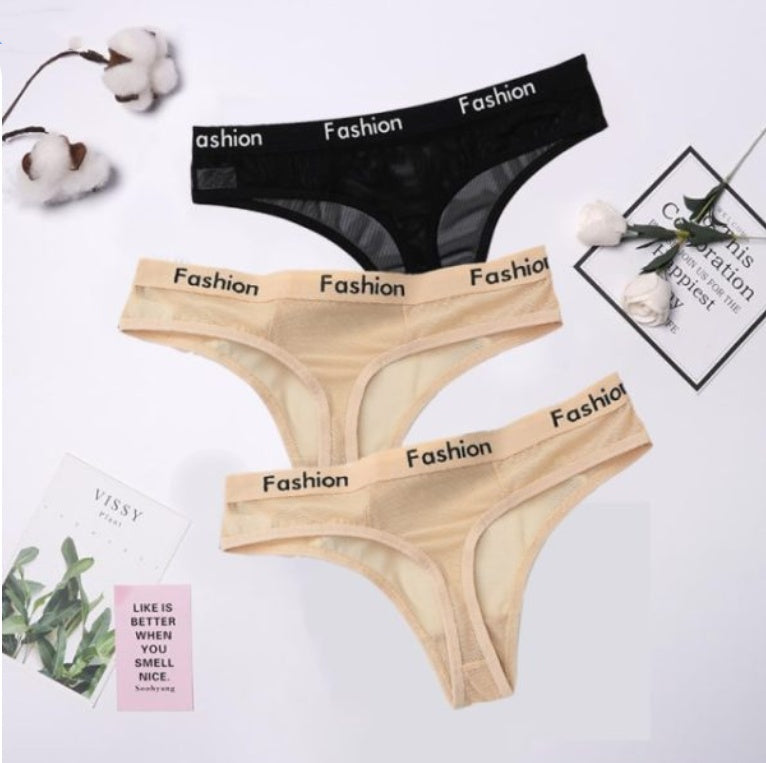 Thong Feminine Mesh Transparent Low Waist Sports Seamless Panties - Zalixer