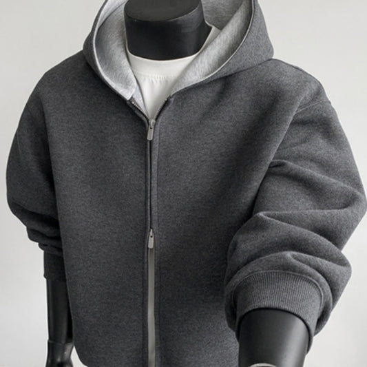 Casual Cropped Patchwork Cardigan Hoodie