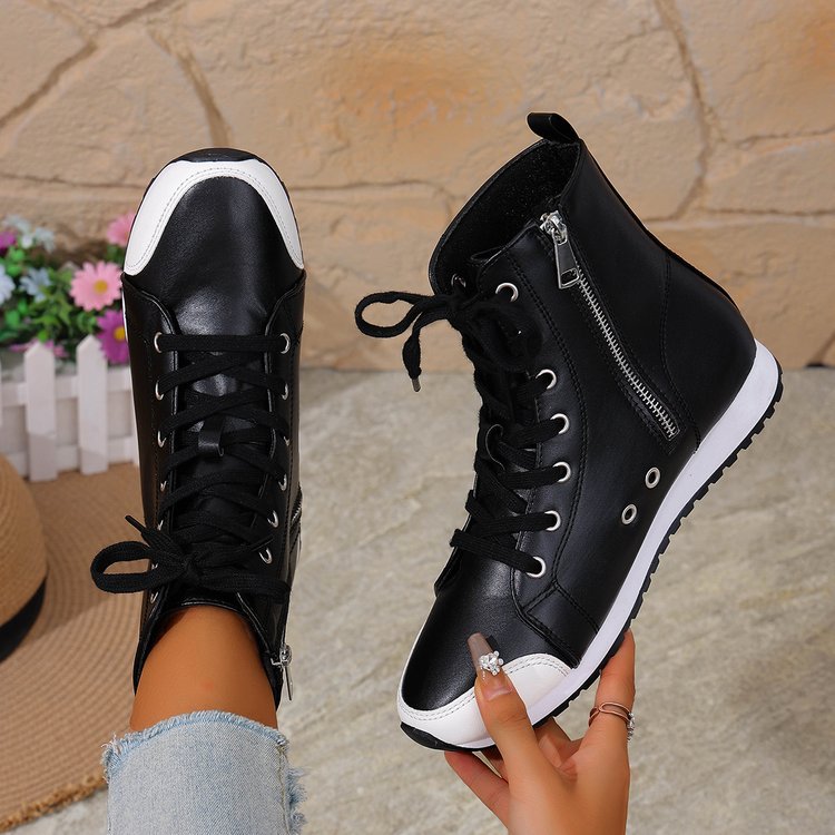 Womens Stylish Side-zip Flat Ankle Boots - Zalixer