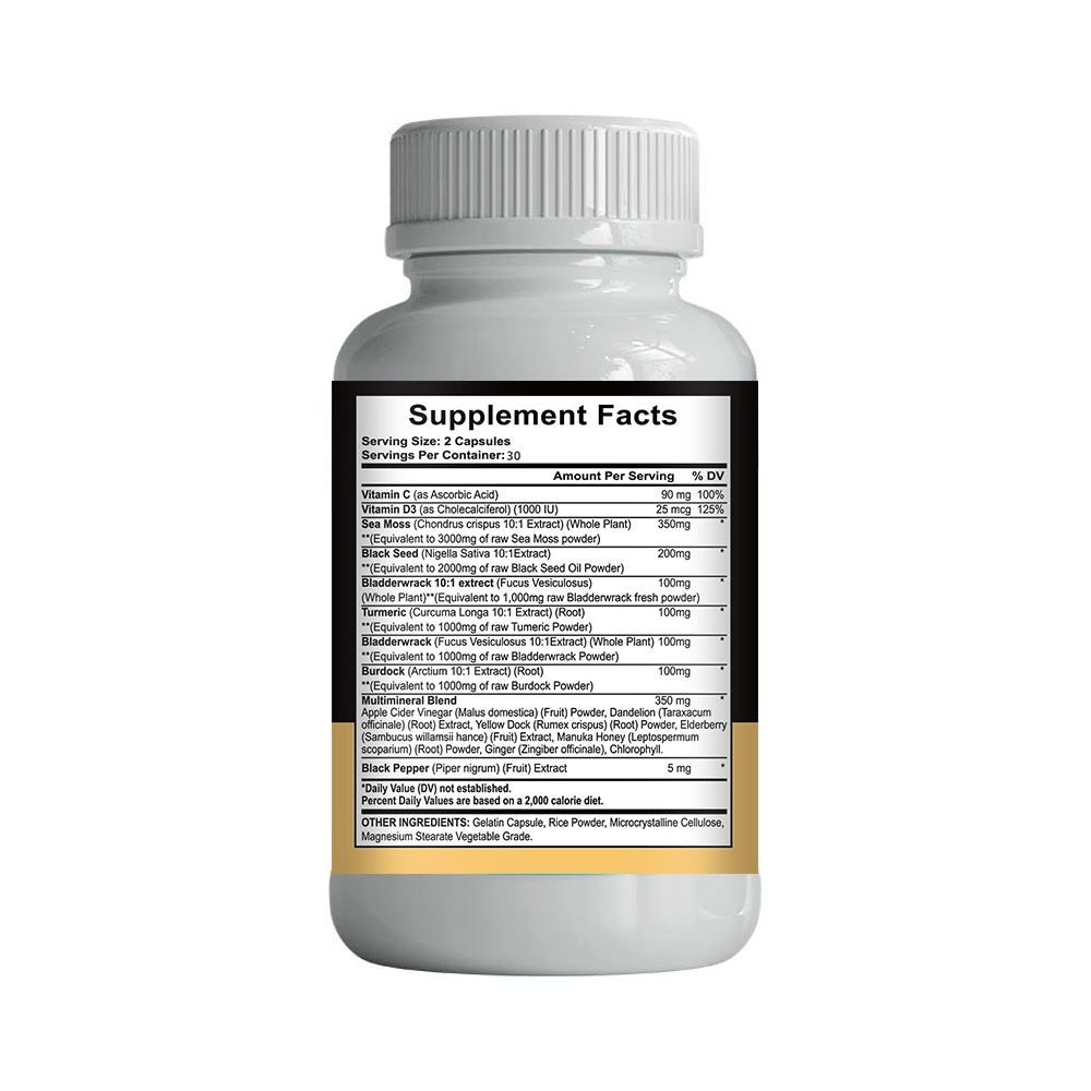 Black Seed Oil Bladder Wrack Turmeric 16-in-1 Supplements Joint Support Sea Moss Capsule