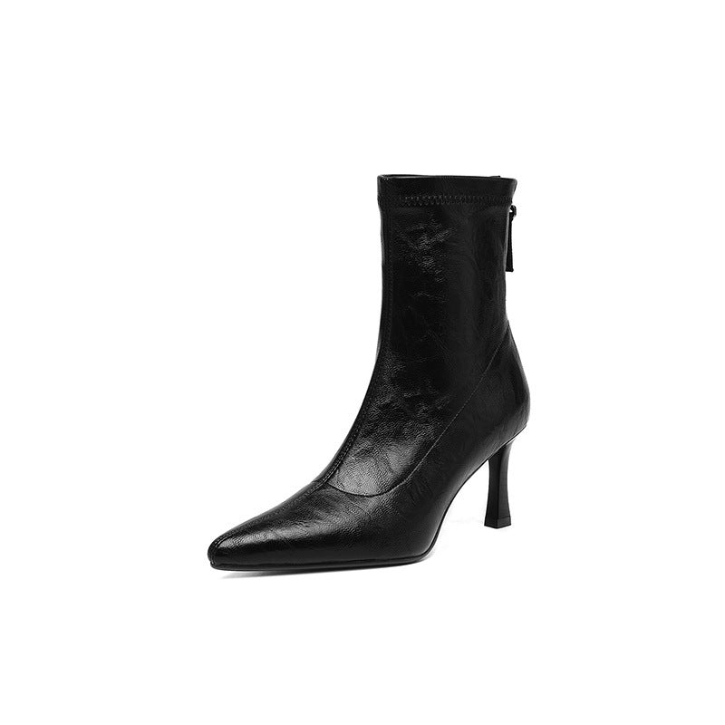 Womens Stylish Chic Ankle Boots With Zippers - Zalixer