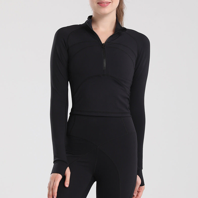 Womens High-Elastic, Quick-Drying Long-Sleeve Yoga OutfitWorkout Top - Zalixer