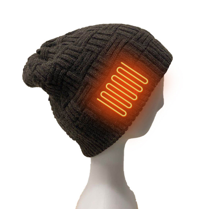 Unisex Fleece Hat Winter Warm Hat USB Rechargeable Electric Heating Hat For Outdoor Climbing Riding Fishing Hiking Accessory