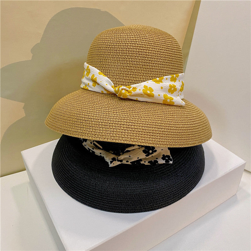 Pastoral Style Sunshade Hat With Small Flower Straps - Zalixer
