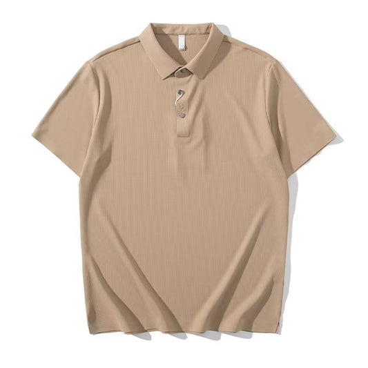 Plus Men's Embroidered Striped Short Sleeved Shirt