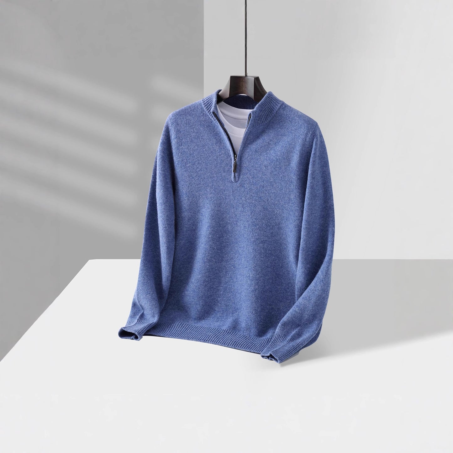 Mens Loose-Fit Half-Zip Turtleneck Thermal Sweater With Extra Padding