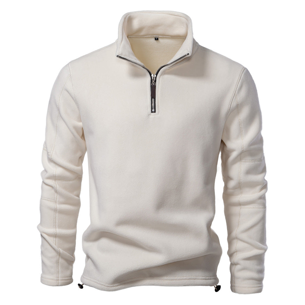 Fashion Personality Stand-collar Zippered Sweatshirt With Fleece Winter Casual Pullover Top Men's Clothing - Zalixer