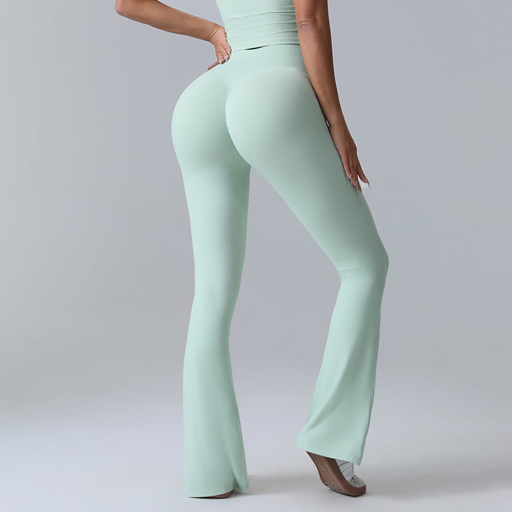 Hip-lift Yoga Flared Pants Fitness Sports Wide Leg High Waist Quick Dry Trousers Womens Clothing - Zalixer