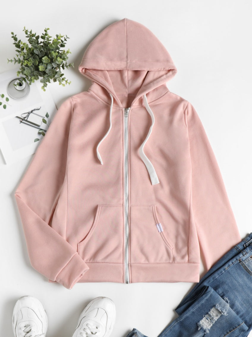 Womens Casual Sporty Cardigan With Zipper Hooded Sweatshirt - Zalixer