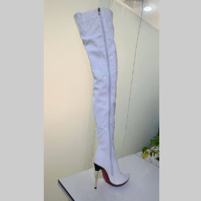 Womens Fashionable Over-the-knee Plus-size Metal-heel Boots - Zalixer