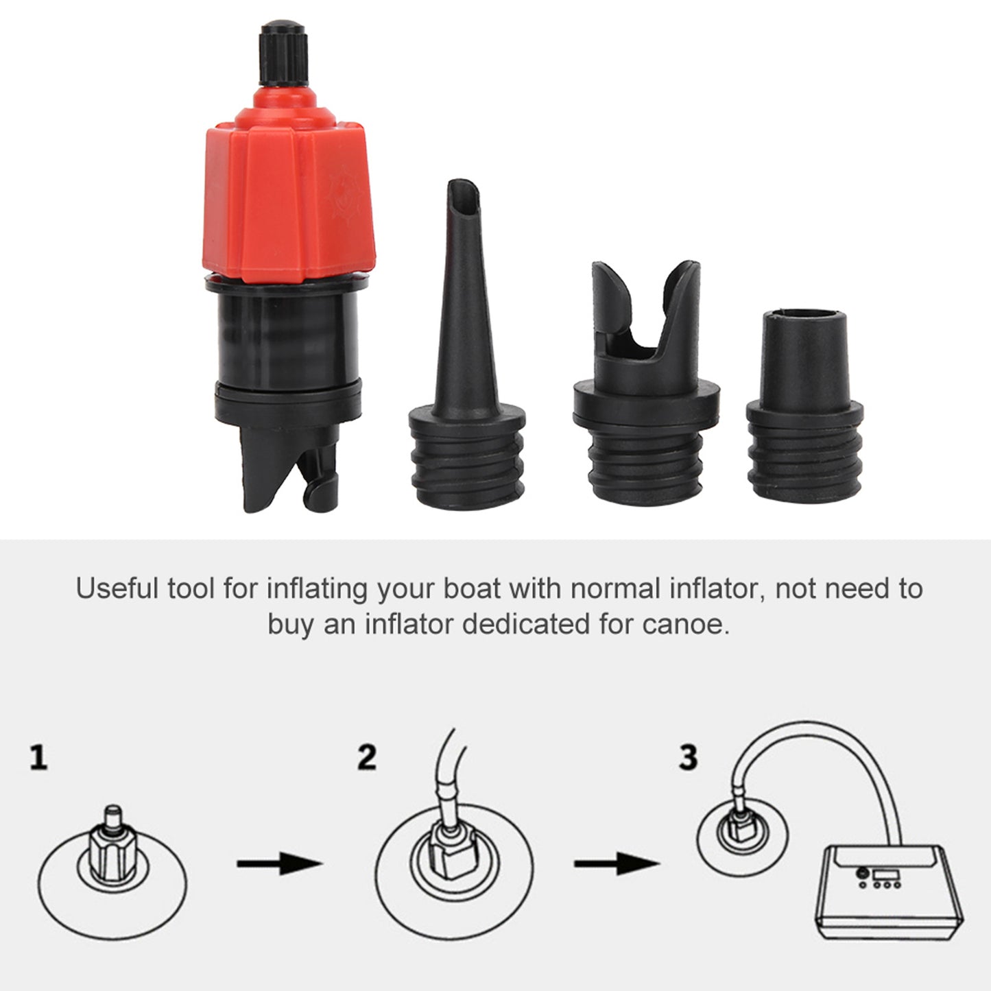 Air Inflator Valve Adapter Accessory for Inflatable Canoe Kayak Boat