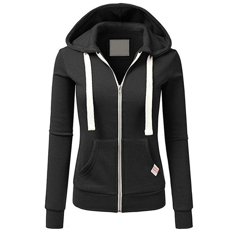Womens Casual Sporty Cardigan With Zipper Hooded Sweatshirt - Zalixer