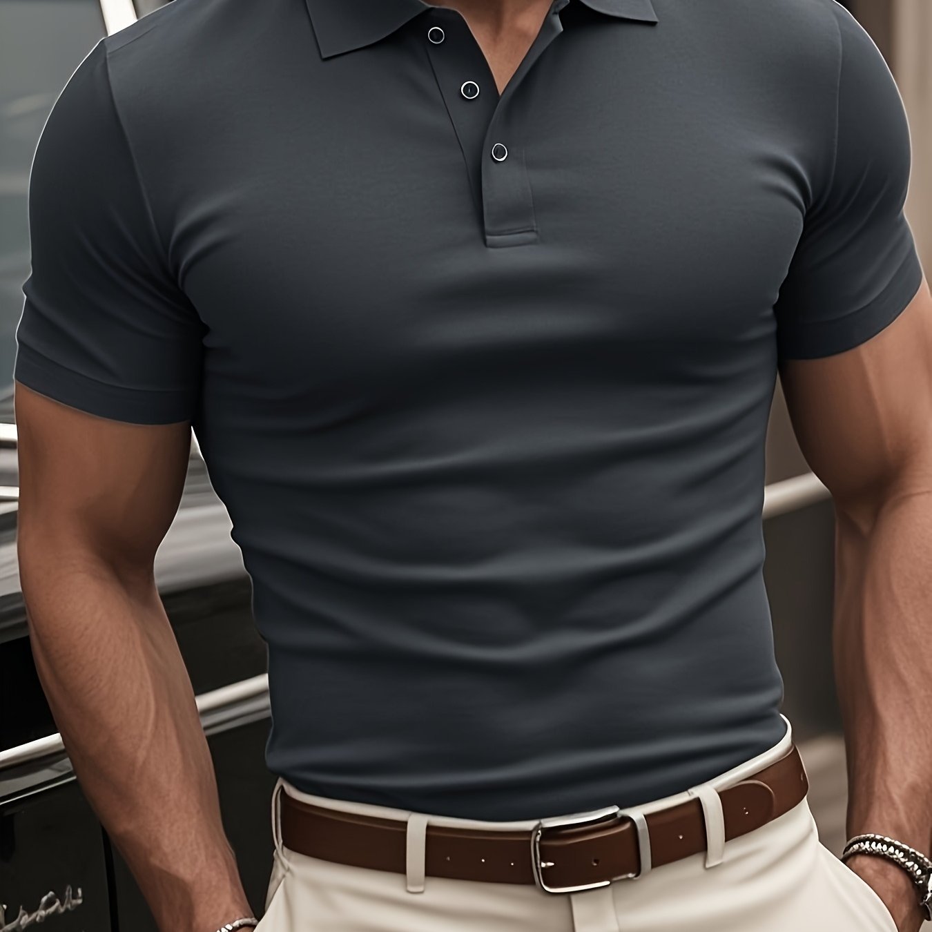 European And American Men's Fashion Short Sleeve Button Shirt