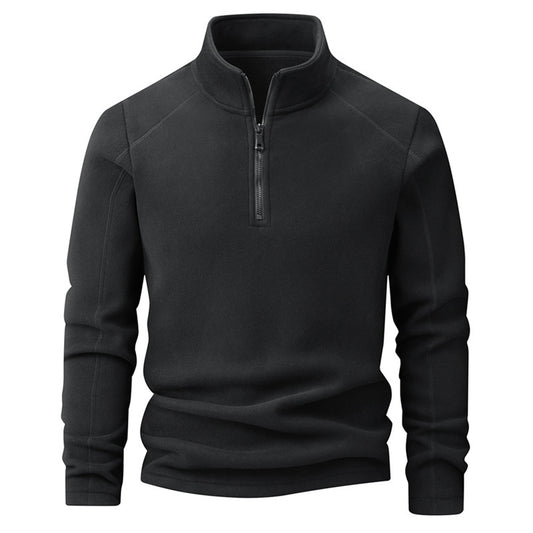 Men's Stand Collar Half-zip Long Sleeve Fleece Sweatshirt