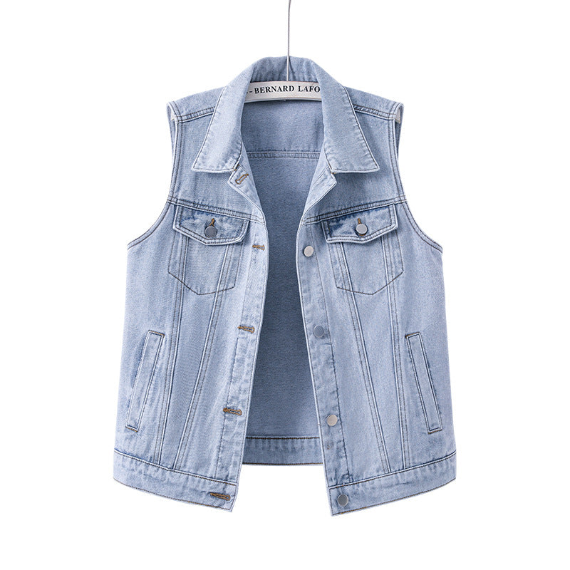 New Loose-fitting Waistcoat Denim Coat Women's Sleeveless Waistcoat Top - Zalixer