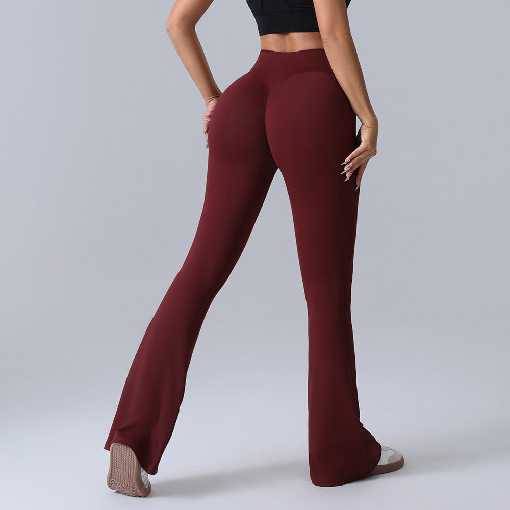 Hip-lift Yoga Flared Pants Fitness Sports Wide Leg High Waist Quick Dry Trousers Womens Clothing - Zalixer