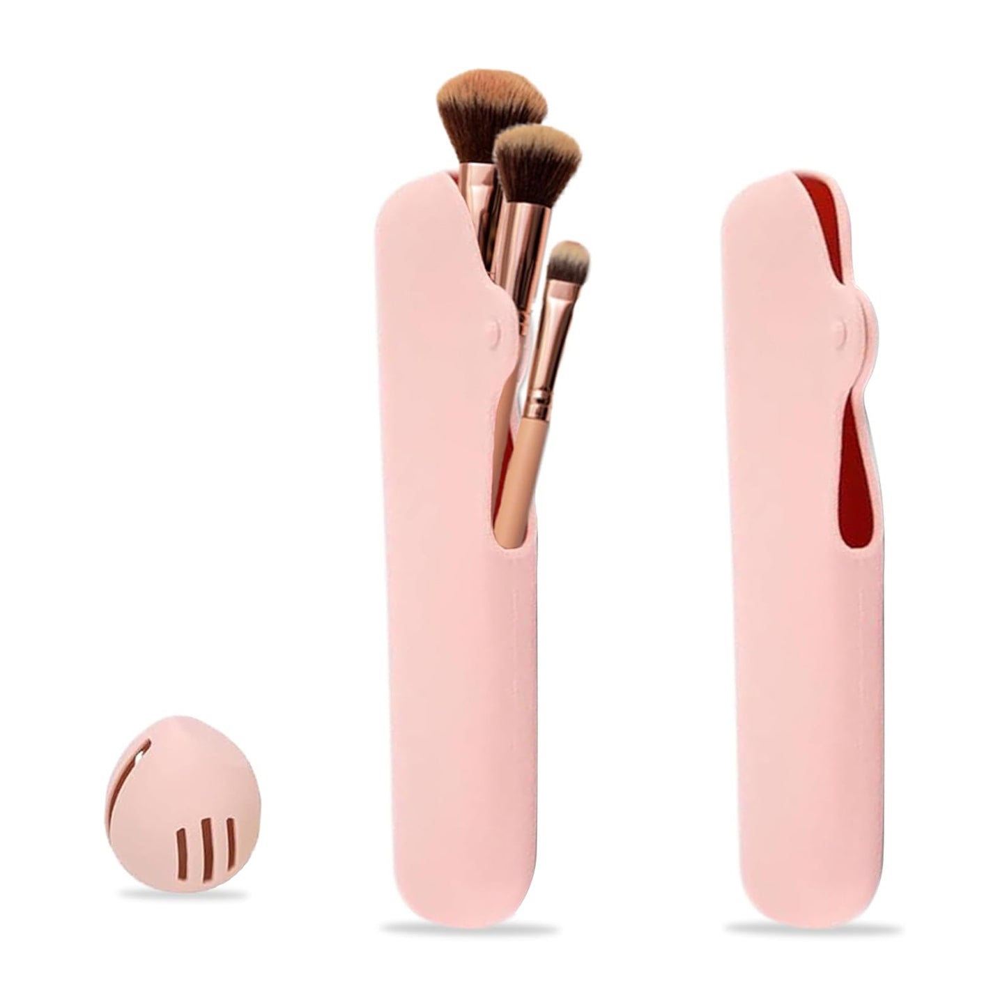 Travel Makeup Brush Holder, Beauty Blender Holder ,Silicone Make Up Brush Organizer Case With Makeup Sponge Holde,Soft & Sleek Cosmetic Pouch For Makeup Tools & Toiletry - Zalixer