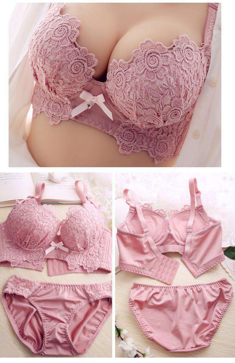 Lace Sexy Deep V Gather Underwear Without Steel Ring - Zalixer