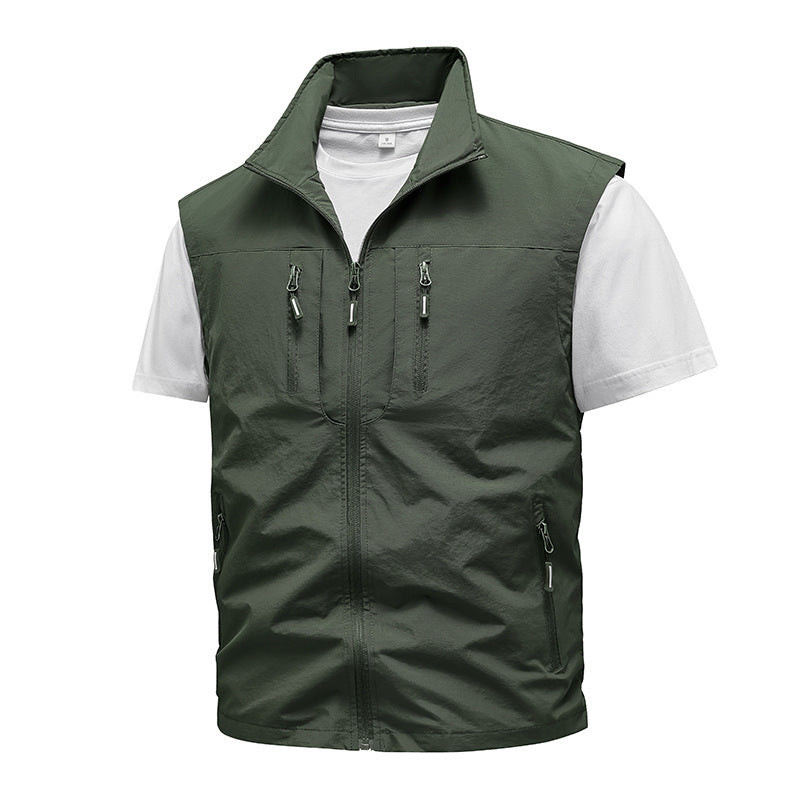 Multi-pocket Embroidered Waistcoat Plus Size Men's Shirt