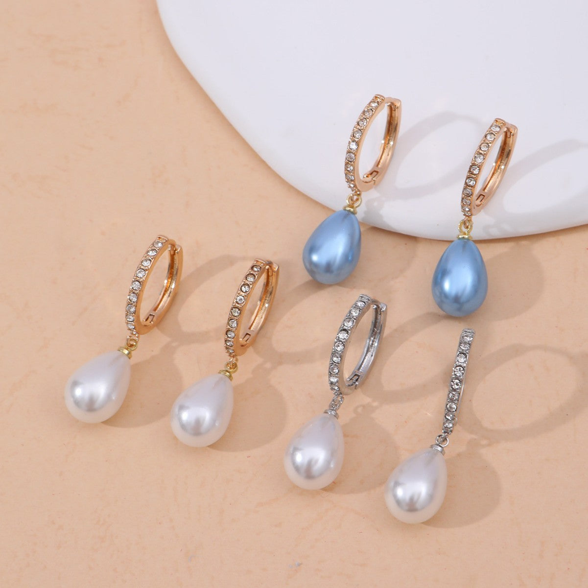 Womens Jewelry Purple Pearl Hoop Earrings - Zalixer