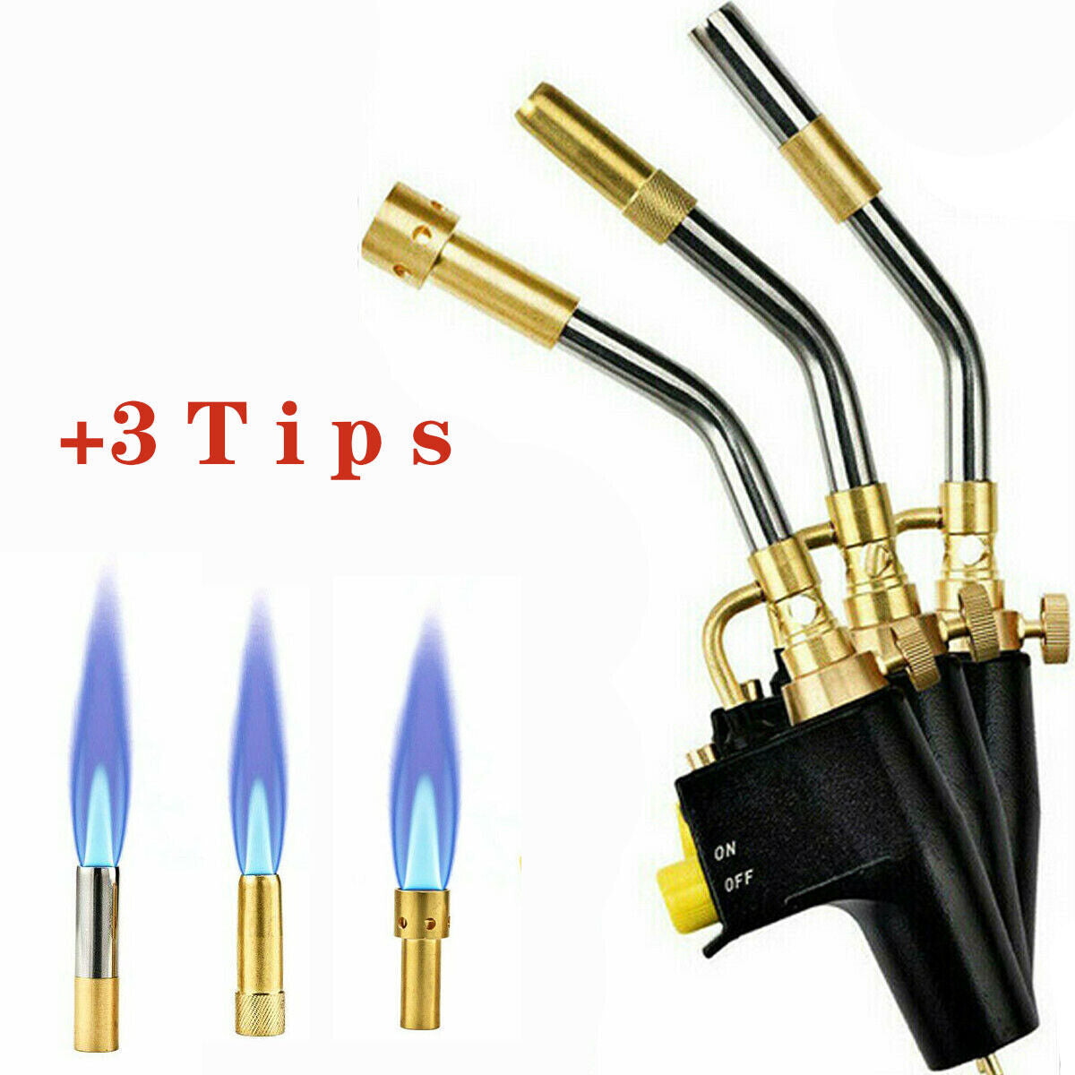 Propane Mapp Gas Blow Torch Welding Soldering Brazing Plumbers Tool 3 Tips GB