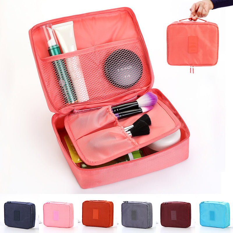 Portable Cosmetic Bag Waterproof Divider Multi-grid Pockets Toiletry Bags Travel Storage Handbags Women Make Up Bag - Zalixer