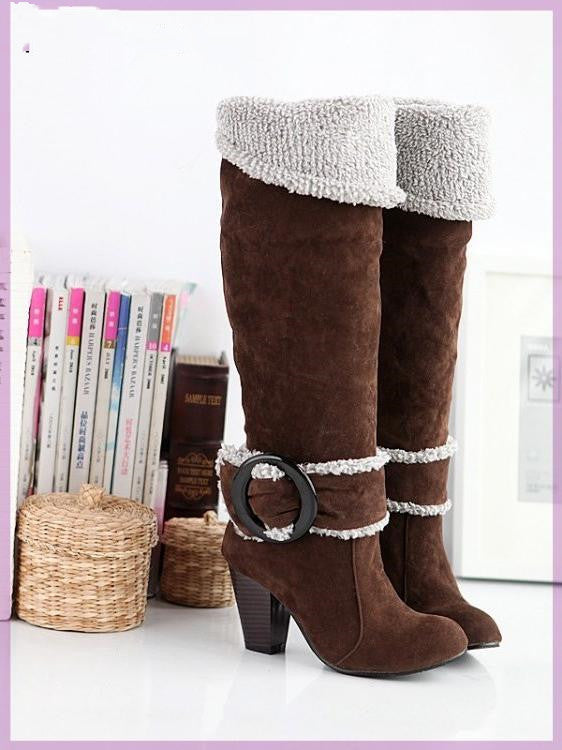 Womens Boots Shoes High Heeled Knee High Boots - Zalixer