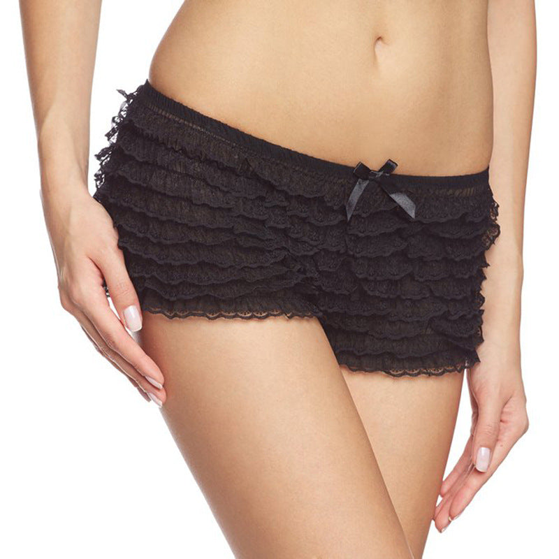 See-through Panties Women's Pleated Layered Lace Boxer Leggingses - Zalixer