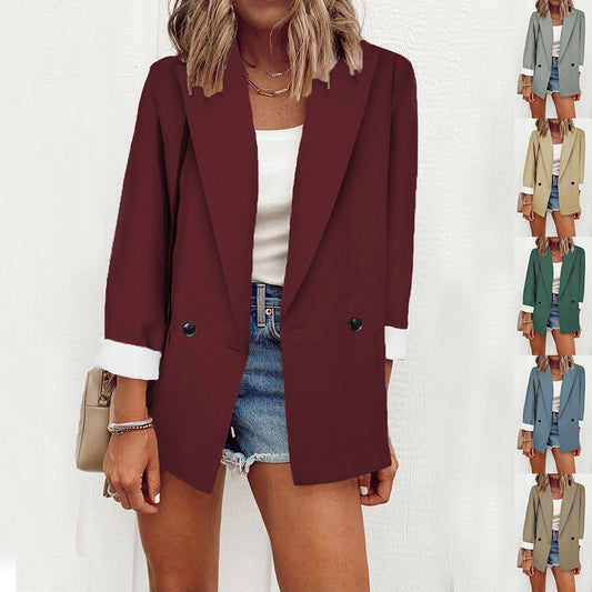 Temperament Slim Jacket Fashion Business Single Breasted Long Sleeve Casual Suit Top Clothing - Zalixer