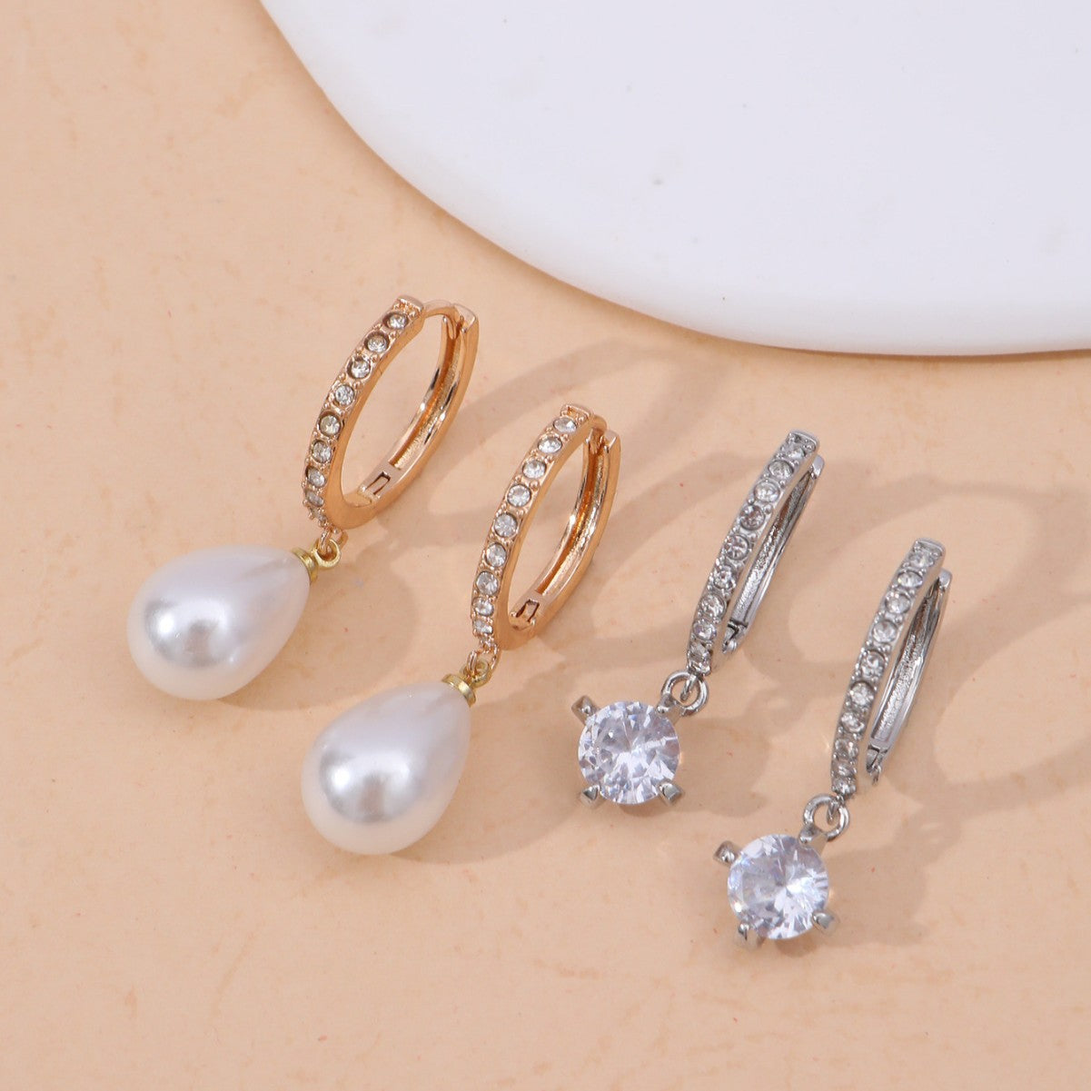 Womens Jewelry Purple Pearl Hoop Earrings - Zalixer