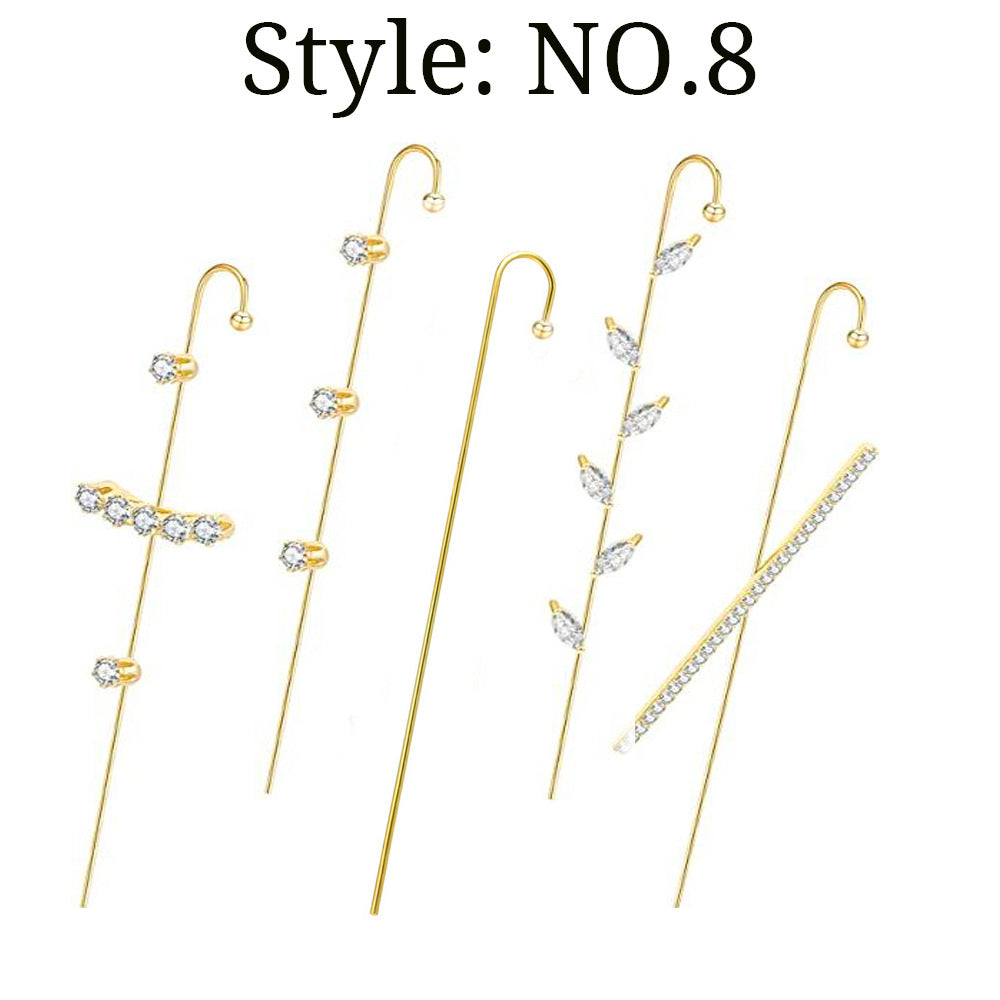 Zircon Earrings Slash Lightning Piercing Stud