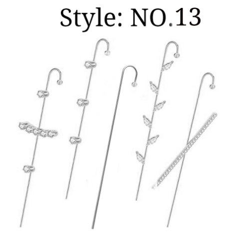 Zircon Earrings Slash Lightning Piercing Stud
