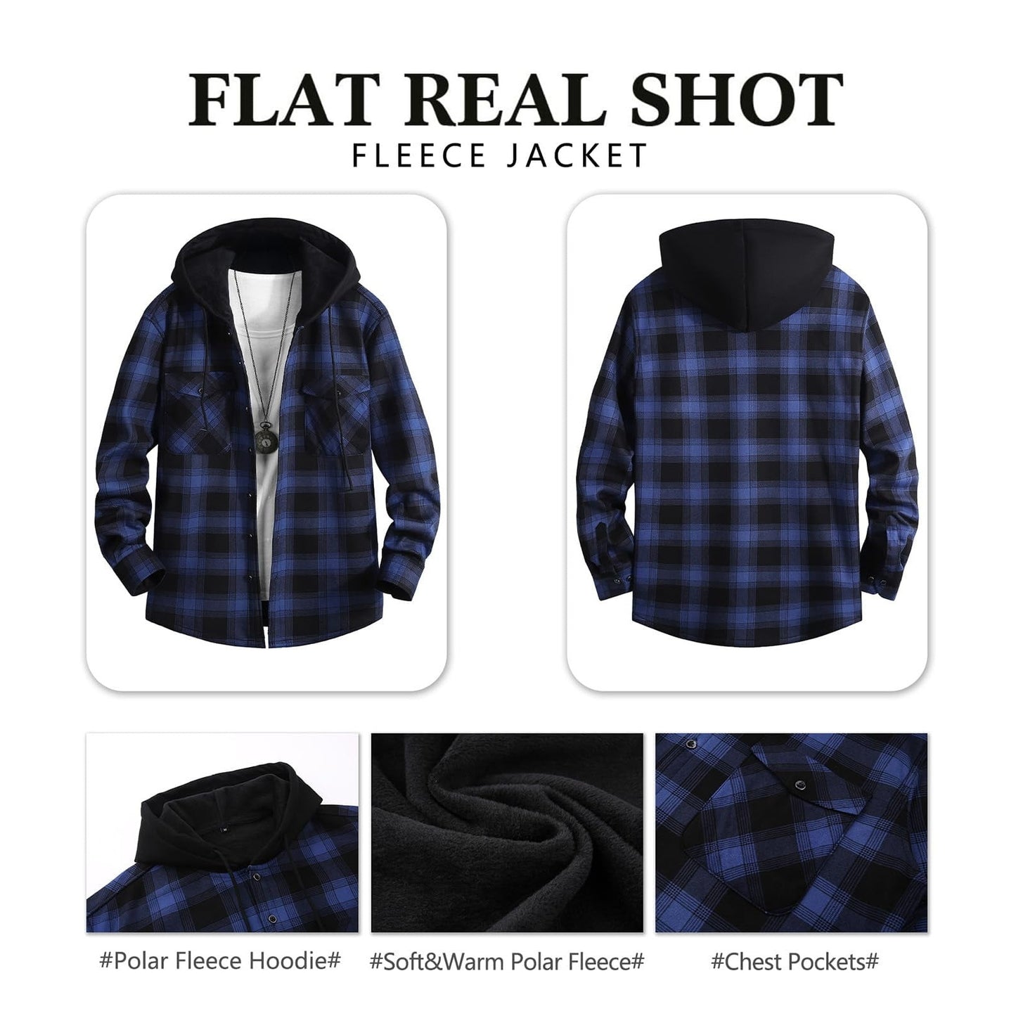 Mens FleeceLined Thickened Hooded Shirt