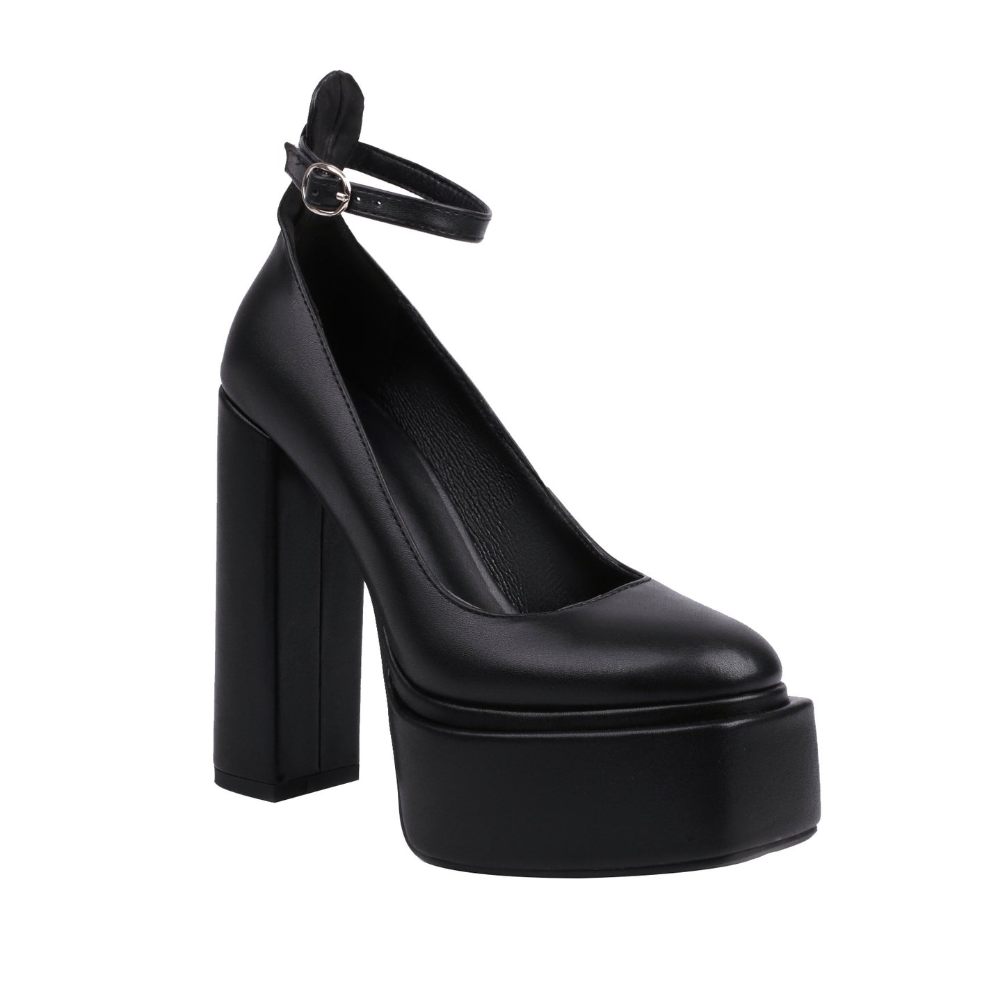 Spring Womens Pointed-Toe Chunky-Heel Buckle High Heels - Zalixer