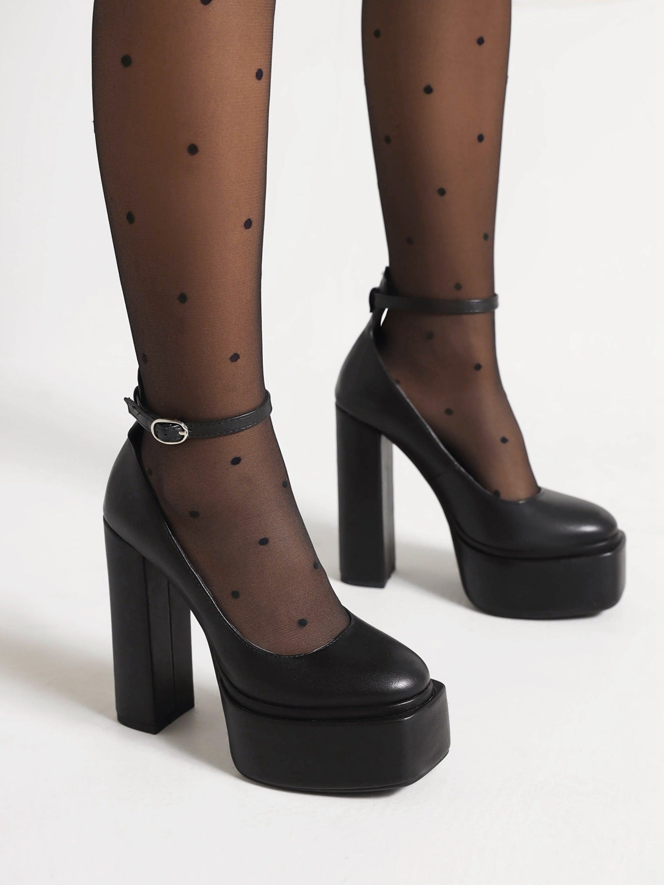 Spring Womens Pointed-Toe Chunky-Heel Buckle High Heels - Zalixer