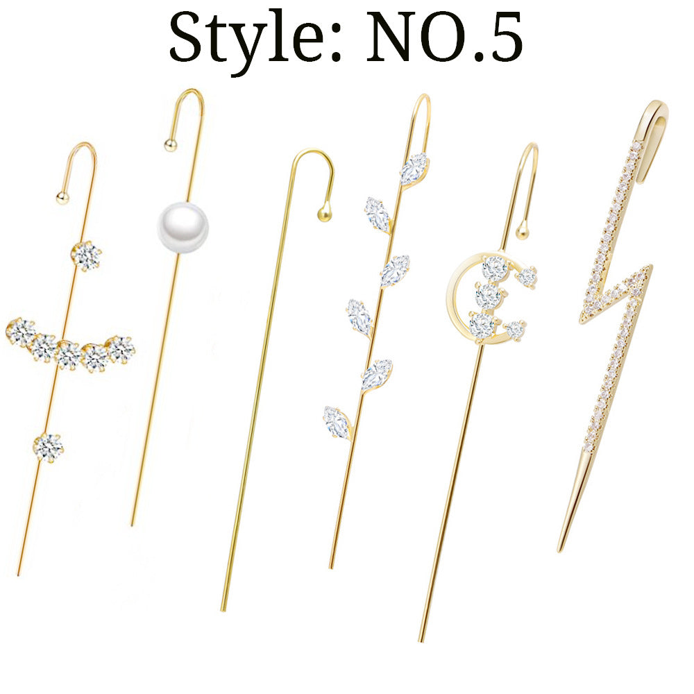 Zircon Earrings Slash Lightning Piercing Stud