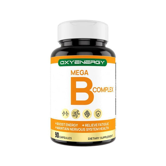 Oxyenergy Vitamin Mega B Complex Supplement For Healthcare,Energy And Dietary Needs,8 Classic B Vitamins 90 Capsules Bottle