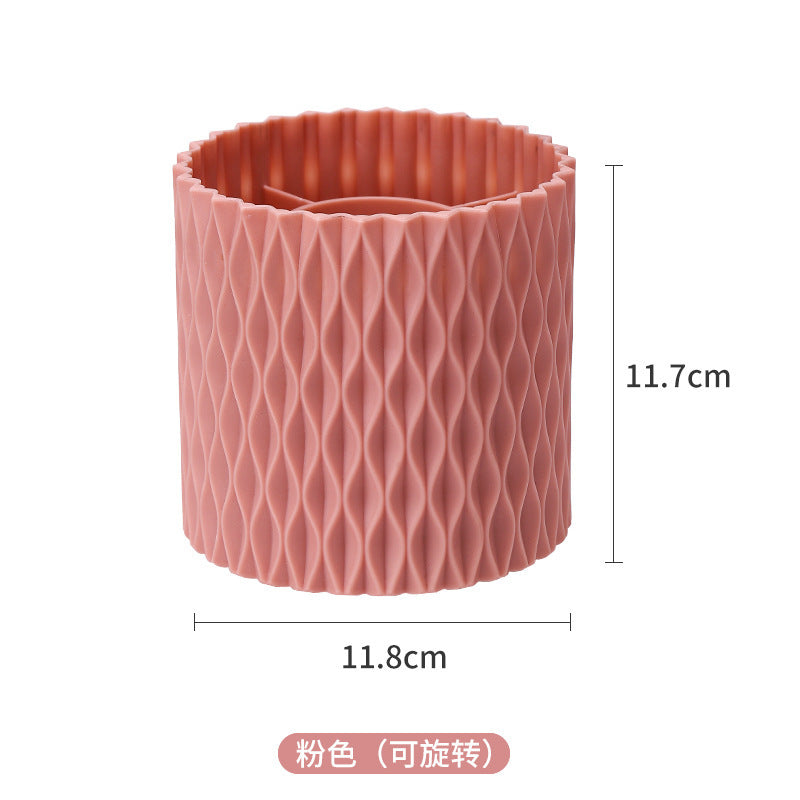 Makeup Brush Holder Dustproof & Waterproof 360 Rotating Cosmetics Make Up Brush Organizer Storage With Lid For Vanity - Zalixer
