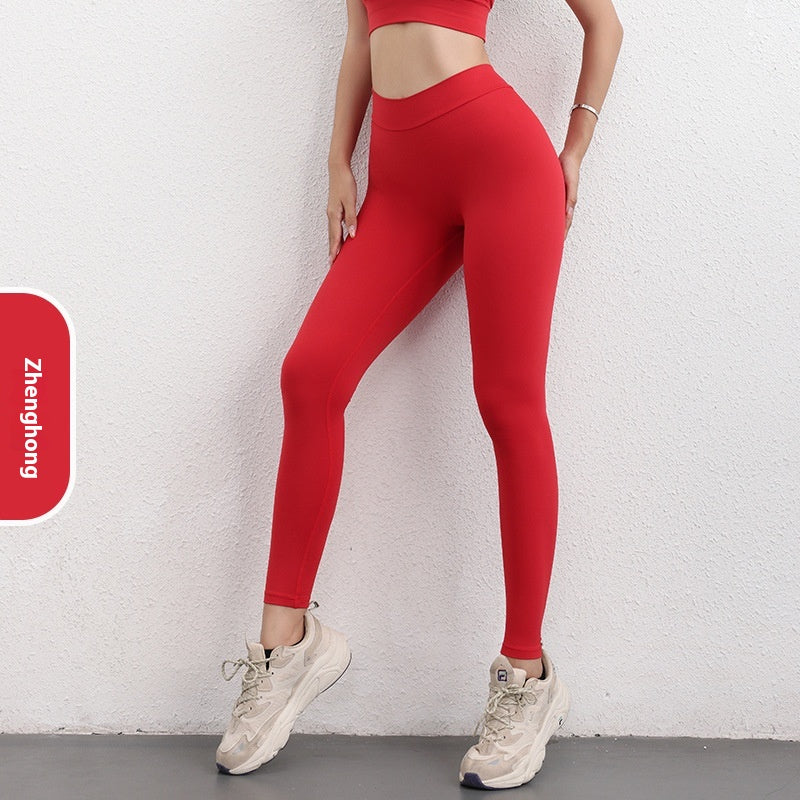 Fashion V-shaped Yoga Pants Ins High Waist Trousers Hip Lifting Sports Fitness Pants Womens Clothing - Zalixer