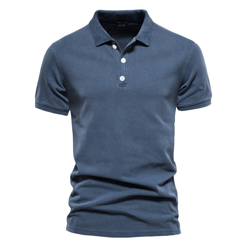 Lapel European And American Sports Men Twill Short Sleeve