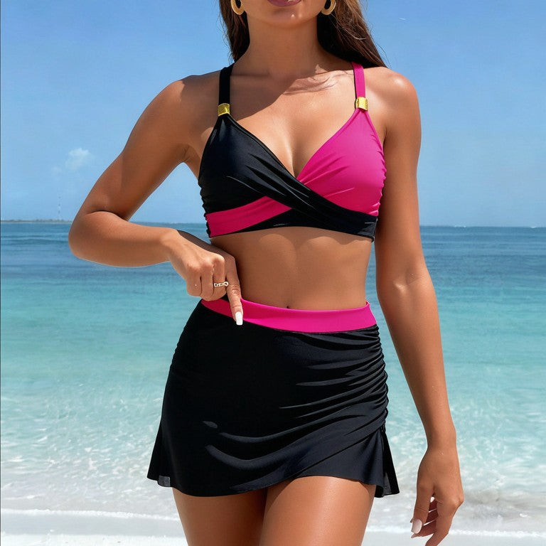 Womens Two Piece Swimsuit With Mesh Skirt Sports Bikini - Zalixer