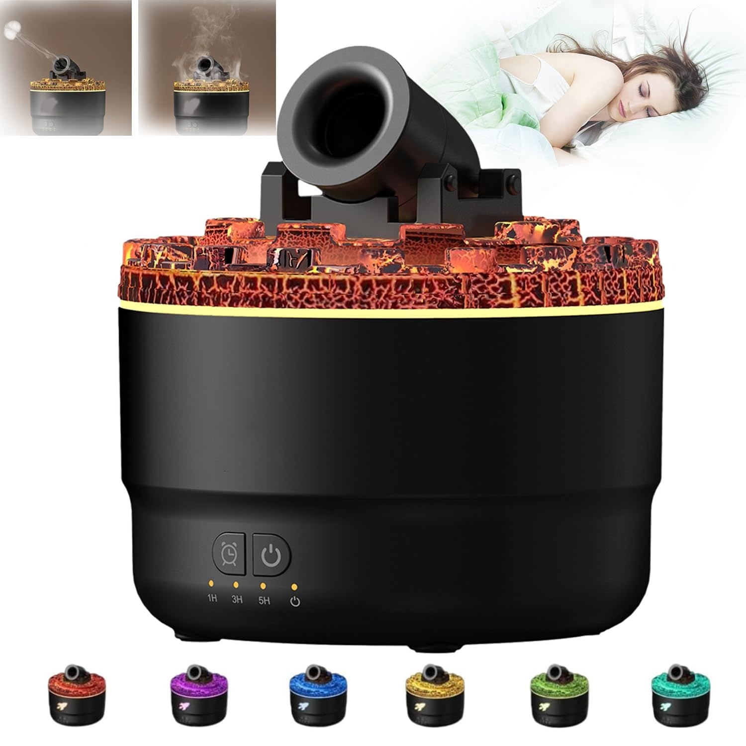Battery Aroma Diffuser Convenient Home Bedroom Colorful Flame Ambience Light Large Spray Humidifier - Zalixer