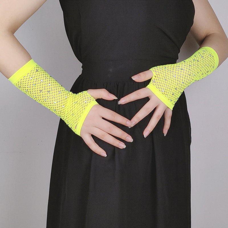 Fishing Net Hot Drill Finger Lace Gloves Clothing Accessories - Zalixer