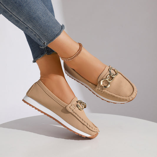 Chains Flats Womens Fashion Casual Comfortable Slip-on Shoes Loafers Spring Summer Fall - Zalixer